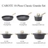 Nonstick Pots and Pans Set;  10 Piece Granite Kitchen Cookware Set (Black)