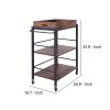 Tray Top Wooden Kitchen Cart with 2 Shelves and Casters; Brown and Black