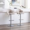 Set of 2 Counter Swivel Bar Stools Adjustable Bent Wood Back Chrome Nailhead Trim Barstools with Back for Kitchen Counter Tall Bar Height Chairs Towel