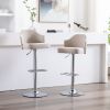 Set of 2 Counter Swivel Bar Stools Adjustable Bent Wood Back Chrome Nailhead Trim Barstools with Back for Kitchen Counter Tall Bar Height Chairs Towel