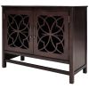 U-style Wood Storage Cabinet with Doors and Adjustable Shelf; Entryway Kitchen Dining Room; Brown