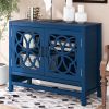 U-style Wood Storage Cabinet with Doors and Adjustable Shelf; Entryway Kitchen Dining Room; Navy Blue