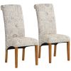 Chairs; Set of 2 Uphostered Kitchen Dining Chairs w/Wood Legs; Padded Seat; Linen Fabric; Nails; Dining Chairs; Ideal for Dining Room; Kitchen; Living