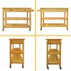 Kitchen Island & Kitchen Cart; Mobile Kitchen Island with Two Lockable Wheels; Rubber Wood Top; Simple Design & Natural Color Give More Imagination of