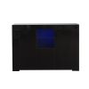 Kitchen Sideboard Cupboard with LED Light; Black High Gloss Dining Room Buffet Storage Cabinet Hallway Living Room TV Stand Unit Display Cabinet with