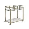 Neilo Serving Cart in Clear Glass; Faux Marble &amp; Wire Brass Finish AC00159