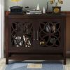 U-style Wood Storage Cabinet with Doors and Adjustable Shelf; Entryway Kitchen Dining Room; Brown