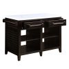 Darwid Kitchen Island in Marble Top Top &amp; Espresso Finish AC00306