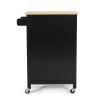 Medway Modern Glass Paneled Kitchen Trolley Black