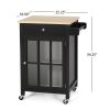 Medway Modern Glass Paneled Kitchen Trolley Black