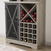 Farmhouse Wine Cabinet ;  Large Capacity Kitchen Sideboard Storage Cabinet With Wine Rack And Glass Holder;  Adjustable Shelf And 16 Square Compartmen