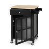 Medway Modern Glass Paneled Kitchen Trolley Black