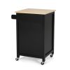 Medway Modern Glass Paneled Kitchen Trolley Black