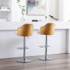 Set of 2 Counter Swivel Bar Stools Adjustable Bent Wood Back Chrome Nailhead Trim Barstools with Back for Kitchen Counter Tall Bar Height Chairs Towel