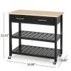 Enon Modern Kitchen Trolley on Wheels Black