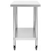 vidaXL Kitchen Work Table with Wheels 39.4"x17.7"x33.5" Stainless Steel