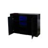 Kitchen Sideboard Cupboard with LED Light; Black High Gloss Dining Room Buffet Storage Cabinet Hallway Living Room TV Stand Unit Display Cabinet with