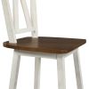 TOPMAX Farmhouse 2-Piece Counter Height Dining Chair Set; Wooden Kitchen Chair Set for Small Places; Walnut+Distressed White; Set of 2