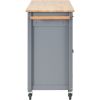 Kitchen Island Cart with Solid Wood Top and Locking Wheels; 54.3 Inch Width; 4 Door Cabinet and Two Drawers; Spice Rack; Towel Rack (Grey Blue)