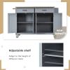 Kitchen Island Cart with Solid Wood Top and Locking Wheels; 54.3 Inch Width; 4 Door Cabinet and Two Drawers; Spice Rack; Towel Rack (Grey Blue)