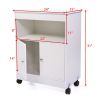 Wood Kitchen Microwave Cabinet Cart with 4 Universal Wheels and Roomy Inner Space for Home Use; White