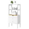 Storage Cabinet with 2 Open Shelves; 1 Drawer & 1 Cupboard Kitchen Pantry Storage Cabinet with Freestanding Floor Bathroom Cabinet; Bookshelf; Display