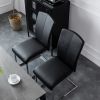 Set of 2 Black Dining Chair Faux Leather Upholstered Kitchen Side Chair