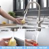 Pull Down Kitchen Faucet with Sprayer Stainless Steel Brushed Nickel - Single Handle Commercial High Arc Pull Out Spray Head with Deck Plate