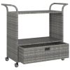 vidaXL Bar Cart with Drawer Gray 39.4"x17.7"x38.2" Poly Rattan