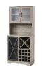 Farmhouse Wine Cabinet ;  Large Capacity Kitchen Sideboard Storage Cabinet With Wine Rack And Glass Holder;  Adjustable Shelf And 16 Square Compartmen