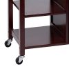 Wooden Rectangular Kitchen Cart with 1 Door and Open Compartments; Espresso Brown; DunaWest