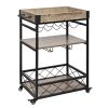 Bar Serving Cart Home Mobile Kitchen Serving cart,Industrial Vintage Style Wood Metal Serving Trolley RT