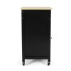 Medway Modern Glass Paneled Kitchen Trolley Black