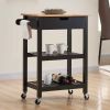 conifferism Kitchen Cart with Towel, Portable Kitchen Islands with Wheels, Microwave Cart with Storage Shelf for Dining Rooms Kitchens Black