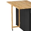 Kitchen Island Cart with 2 Door Cabinet and Three Drawers; 53.5 Inch Width with Spice Rack; Towel Rack (Black)