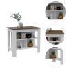 Cala Kitchen Island; Four Legs; Three Shelves -White / Walnut