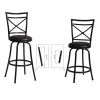 Vintage Industrial Counter Height Bar Stools Set of 2; Swivel Barstools with Metal Back for Kitchen Island; 26 Inch Height Round Seat