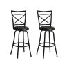 Vintage Industrial Counter Height Bar Stools Set of 2; Swivel Barstools with Metal Back for Kitchen Island; 26 Inch Height Round Seat