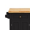 Kitchen Island Cart with Two Storage Cabinets and Two Locking Wheels; 43.31 Inch Width; 4 Door Cabinet and Two Drawers; Spice Rack; Towel Rack (Black)