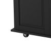 Kitchen Island Cart with 2 Door Cabinet and Three Drawers; 53.5 Inch Width with Spice Rack; Towel Rack (Black)