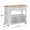 Julien Kitchen Trolley on Wheels Natural Tabletop+White