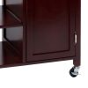 Wooden Rectangular Kitchen Cart with 1 Door and Open Compartments; Espresso Brown; DunaWest