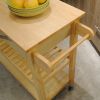 Kitchen Island & Kitchen Cart; Mobile Kitchen Island with Two Lockable Wheels; Rubber Wood Top; Simple Design & Natural Color Give More Imagination of