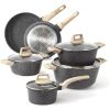 Nonstick Pots and Pans Set;  10 Piece Granite Kitchen Cookware Set (Black)