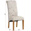 Chairs; Set of 2 Uphostered Kitchen Dining Chairs w/Wood Legs; Padded Seat; Linen Fabric; Nails; Dining Chairs; Ideal for Dining Room; Kitchen; Living