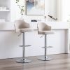 Set of 2 Counter Swivel Bar Stools Adjustable Bent Wood Back Chrome Nailhead Trim Barstools with Back for Kitchen Counter Tall Bar Height Chairs Towel