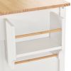 Kitchen Island Cart with Solid Wood Top and Locking Wheels; 54.3 Inch Width; 4 Door Cabinet and Two Drawers; Spice Rack; Towel Rack (White)