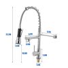 Kitchen Faucet With Pull Down Sprayer; 360 Degrees Stainless Steel Spring Kitchen Faucet; Copper Alloy Bathroom&Kitchen Faucet ; Silver