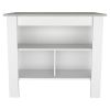 Rockaway 3-Shelf Kitchen Island White and Ibiza Marble