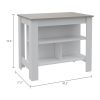 Rockaway 3-Shelf Kitchen Island White and Light Grey